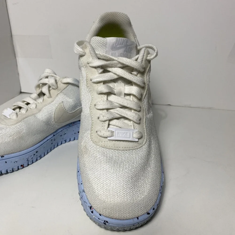 Nike Air Force‎ 1 Crater Flyknit White Pure Platinum DC7273-100 Womens Size 8